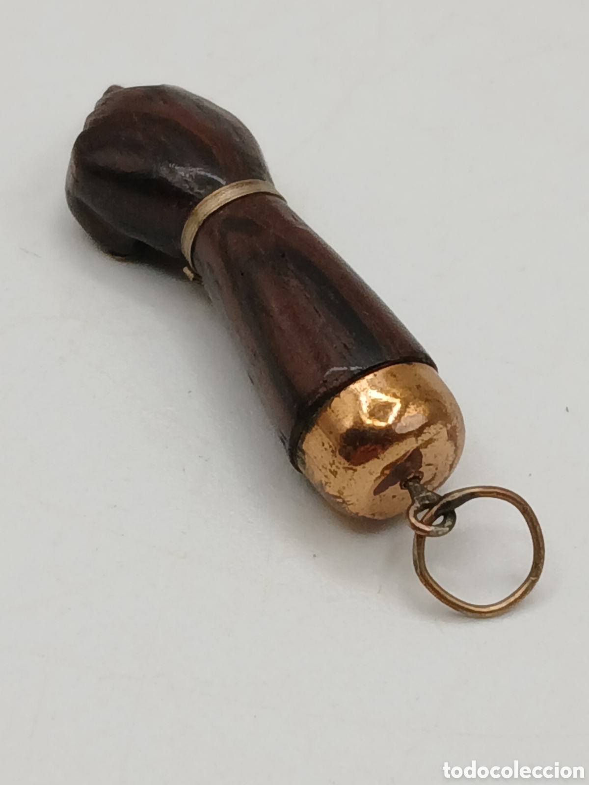 Joyeria: Colgante Figa madera y lat&oacute;n chapado oro - Foto 3