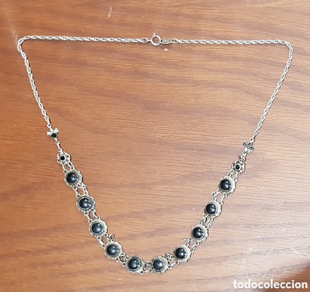 Joyeria: COLLAR PLATA 925 Y FLORES NEGRAS - Foto 1