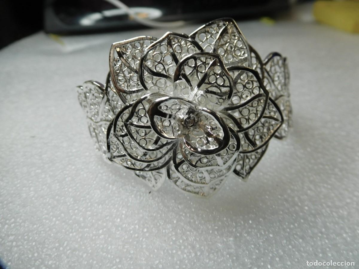 Joyeria: Pulsera de plata de flor de filigrana, ajustable, + pendientes. - Foto 1