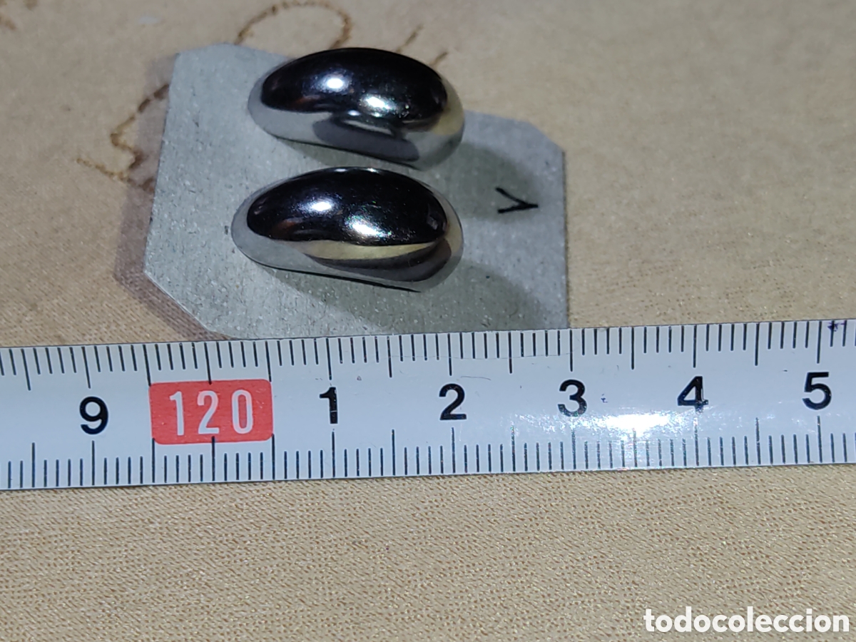 Joyeria: Pendientes mediaca&ntilde;a plateado de rodio.*V* - Foto 3