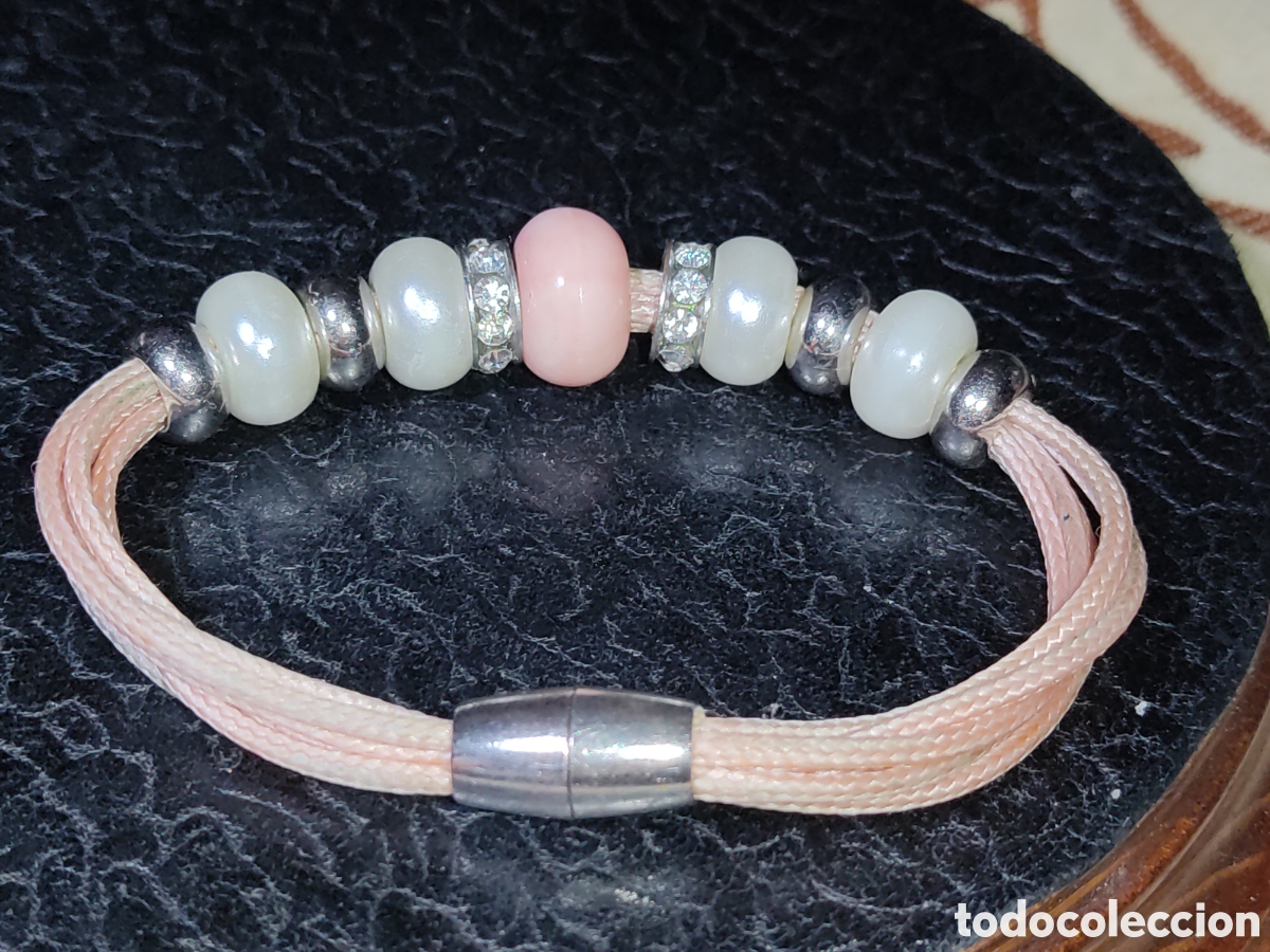 Joyeria: Pulsera de perlas simuladas,cuenta central de cristal y abalorios. - Foto 4