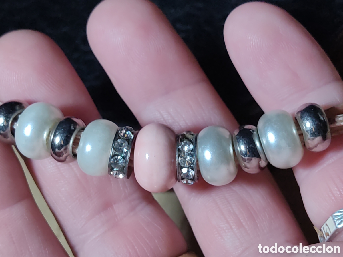 Joyeria: Pulsera de perlas simuladas,cuenta central de cristal y abalorios. - Foto 7