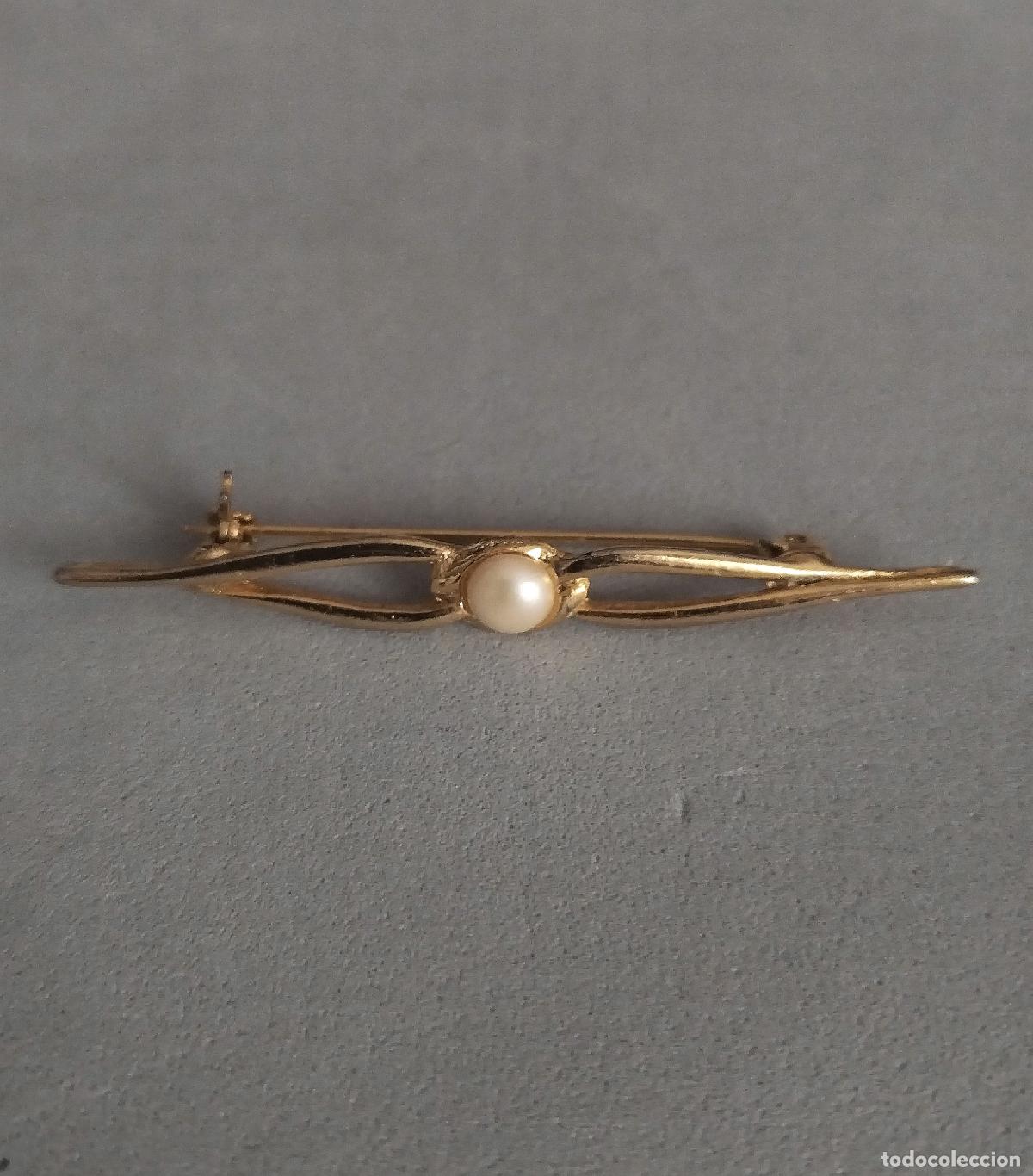 Joyeria: Broche dorado con perla. - Foto 2