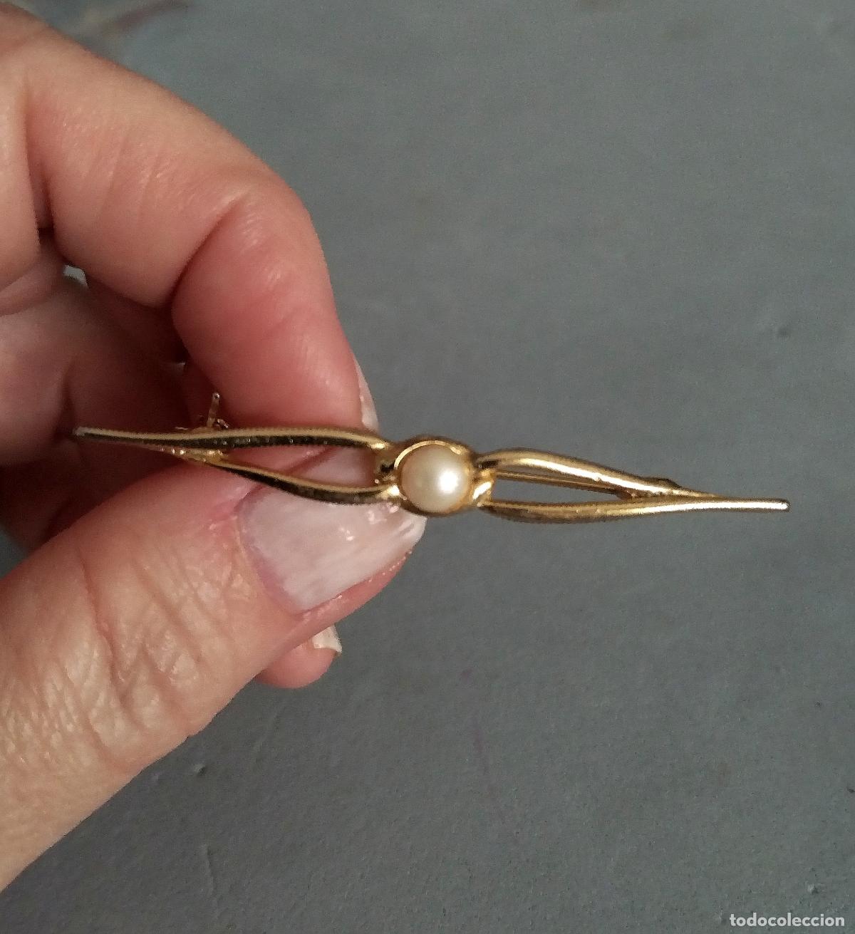 Joyeria: Broche dorado con perla. - Foto 1