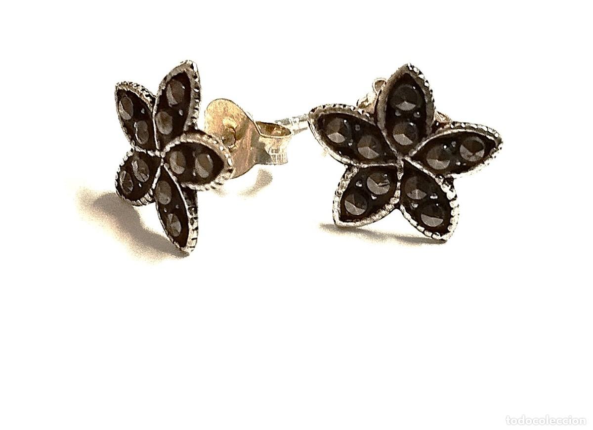 Joyeria: Pendientes flor marquesita, Plata Ley, 1cm - Foto 2