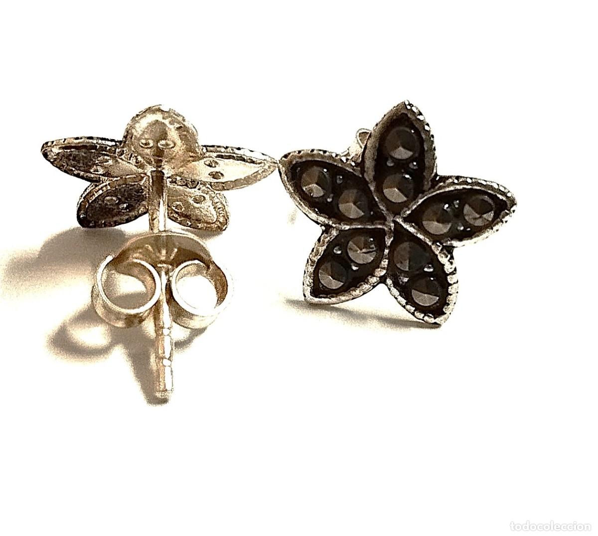 Joyeria: Pendientes flor marquesita, Plata Ley, 1cm - Foto 3
