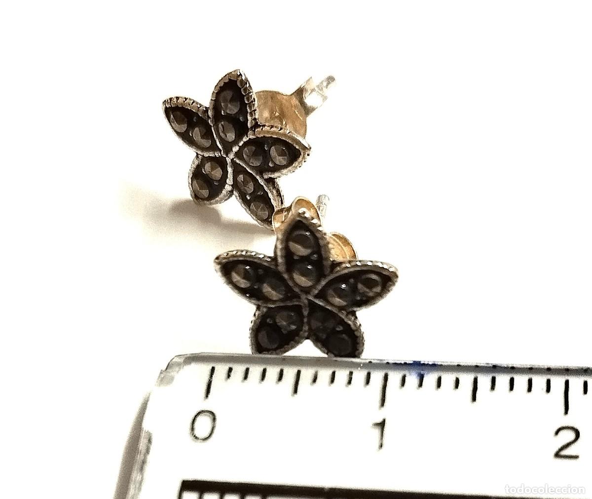 Joyeria: Pendientes flor marquesita, Plata Ley, 1cm - Foto 4