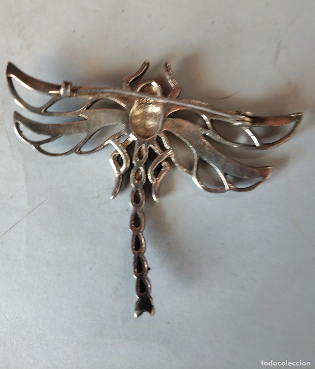 Joyeria: Antiguo broche de plata de ley en forma de libelula - Foto 2