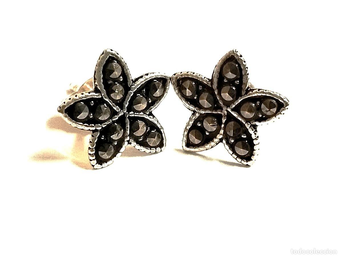 Joyeria: Pendientes flor marquesita, Plata Ley, 1cm - Foto 1