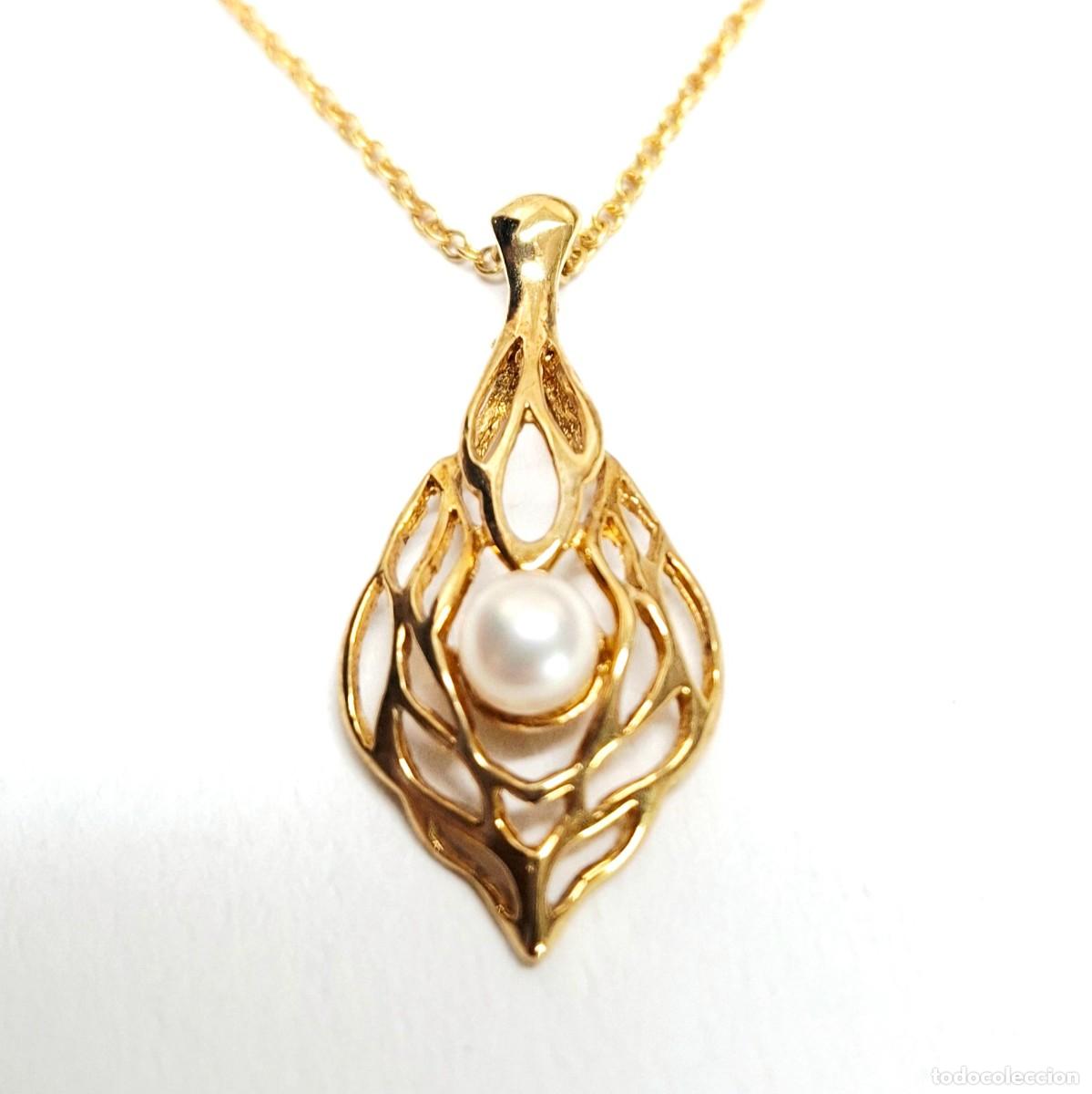 Joyeria: CADENA Y COLGANTE CON PERLA CHAPADOS EN ORO - Foto 4