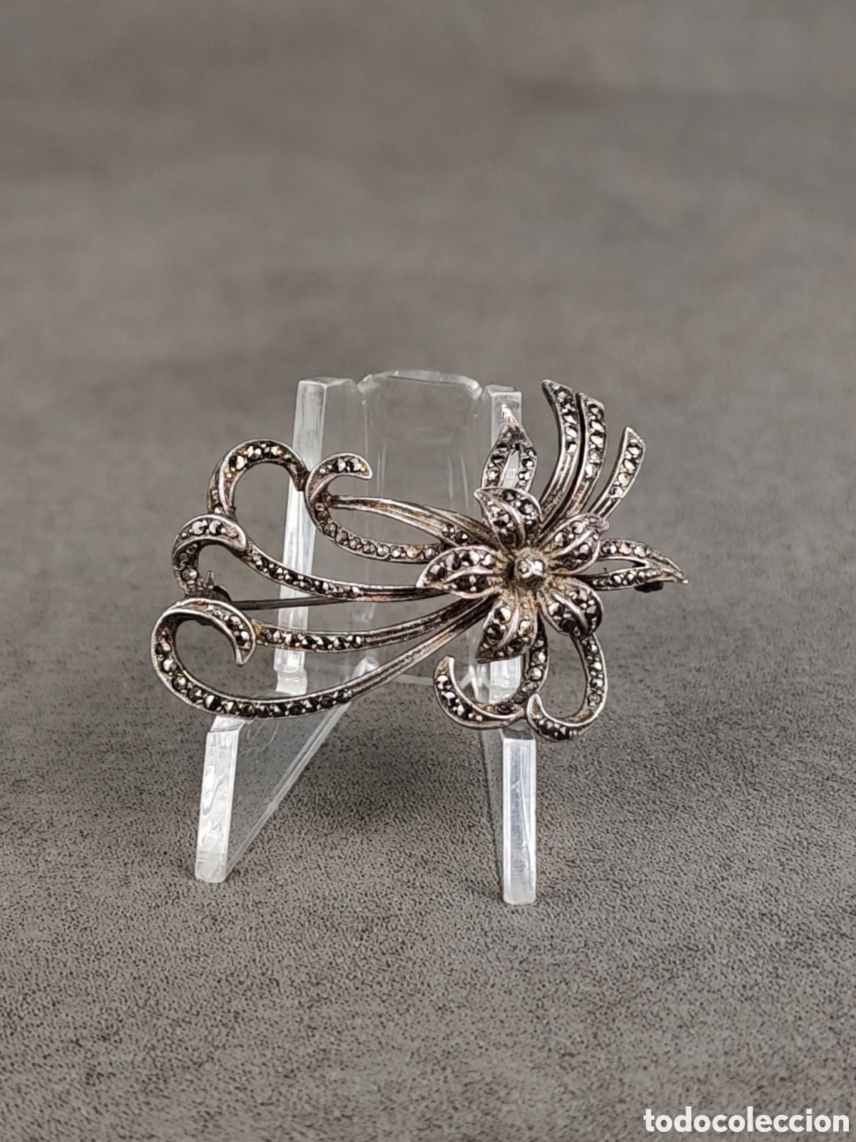 Joyeria: Antiguo Broche de Plata y Marcasitas - Foto 2