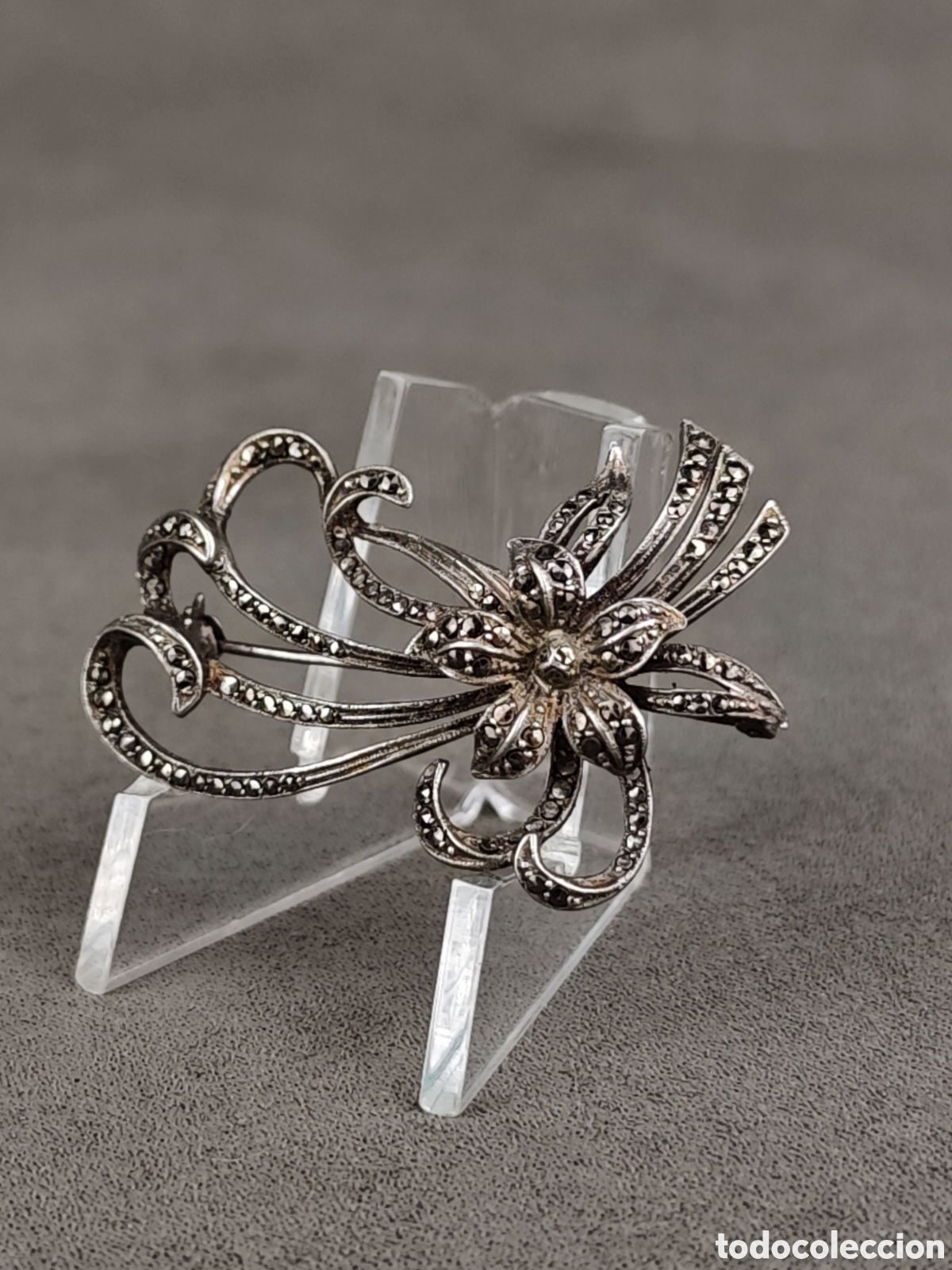 Joyeria: Antiguo Broche de Plata y Marcasitas - Foto 4