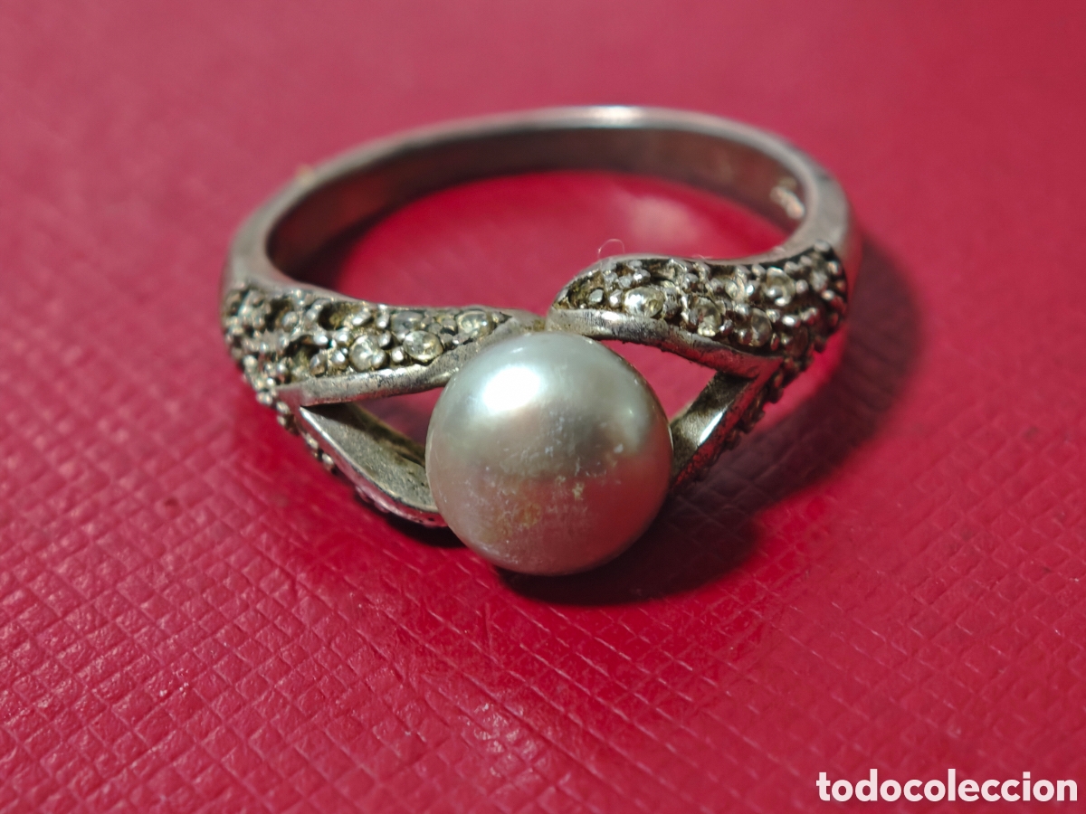 Joyeria: Anillo en plata de ley con perla y marcasitas - Foto 2