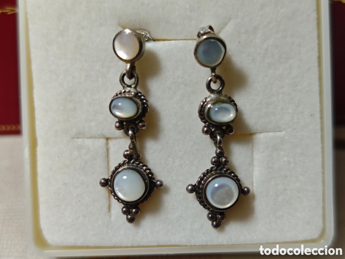 Joyeria: Pendientes en plata de ley con piedras luna - Foto 1