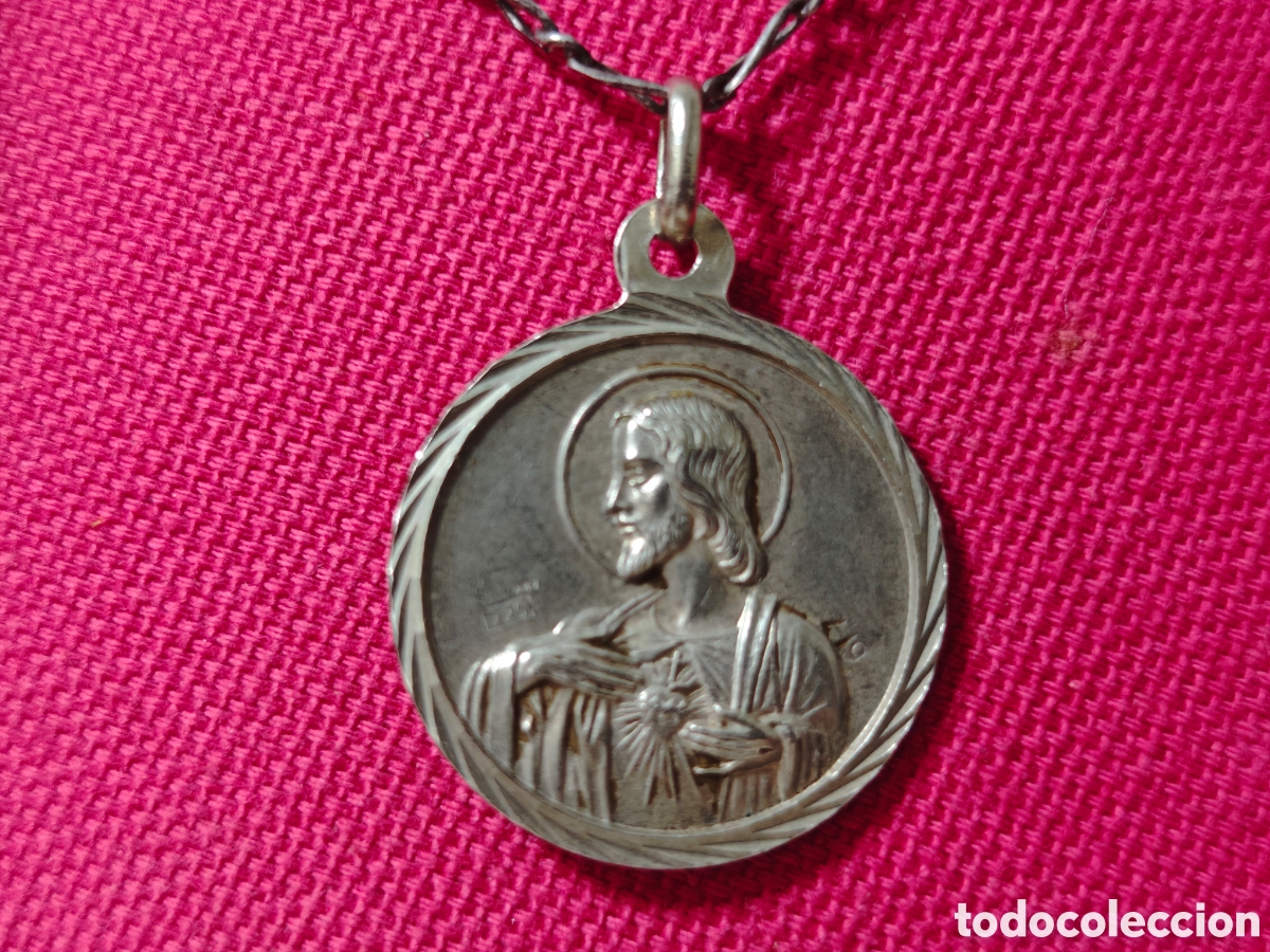 Joyeria: Escapulario en plata de ley de Jes&uacute;s y la Virgen - Foto 1