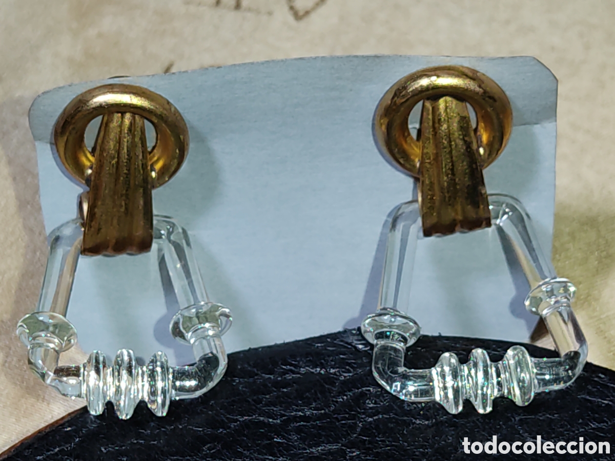 Joyeria: Pendientes Art Deco de lat&oacute;n y cristal de Murano. - Foto 4