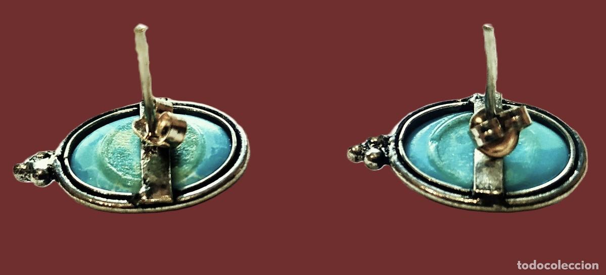 Joyeria: Pendientes Ba&ntilde;o de Plata. Con piedra Larimar - Foto 3