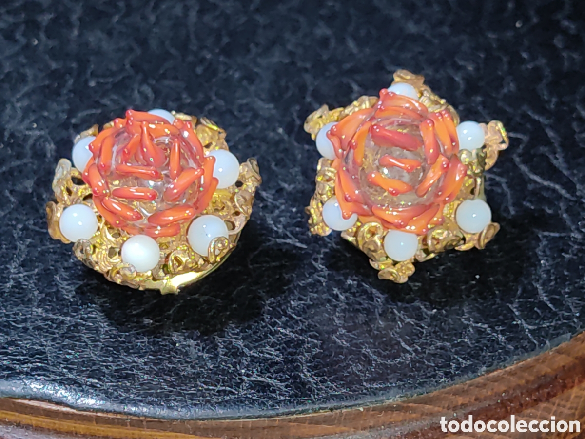 Joyeria: Pendientes de roseton Art Deco & Flor de cristal de Murano. - Foto 3