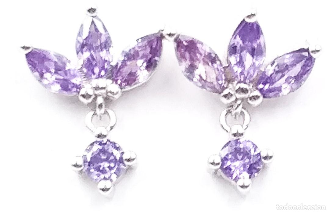 Joyeria: Pendientes Plata Ley y circonitas, en forma de flor, peque&ntilde;os - Foto 1