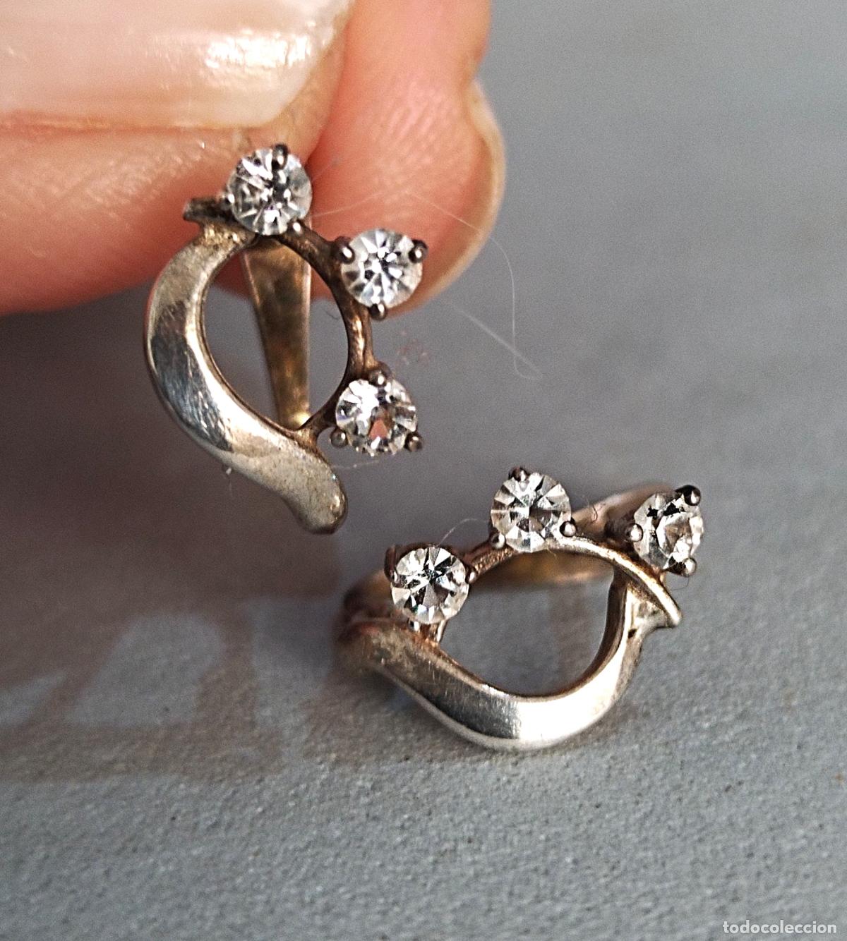 Joyeria: Pendientes de plata de ley, con circonitas, cierre de pala catal&aacute;n. - Foto 1