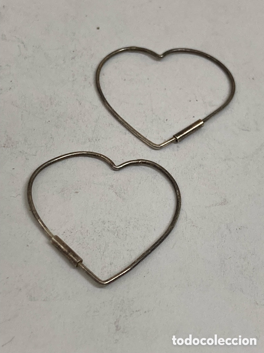 Joyeria: Pendientes criollas en forma de corazon de plata /P431 - Foto 1