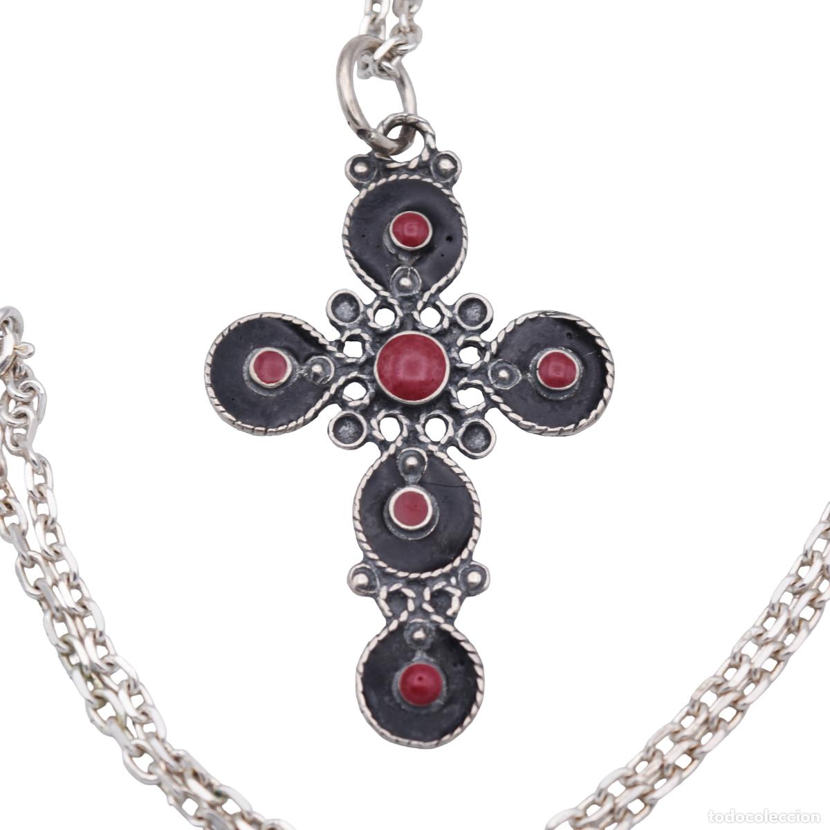Joyeria: Colgante con cadena con forma de cruz - Plata - Foto 1