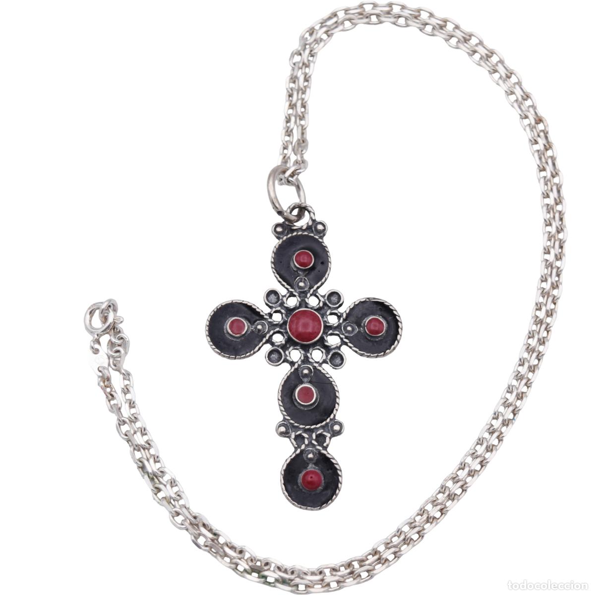 Joyeria: Colgante con cadena con forma de cruz - Plata - Foto 2