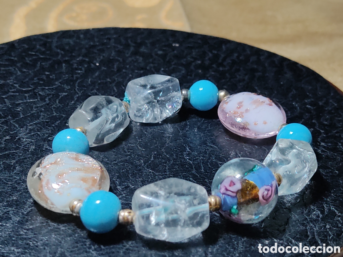 Joyeria: Pulsera de cristal de Roca y cristal de Murano. - Foto 2