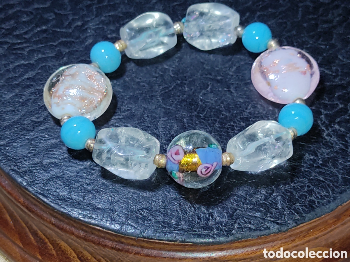 Joyeria: Pulsera de cristal de Roca y cristal de Murano. - Foto 1