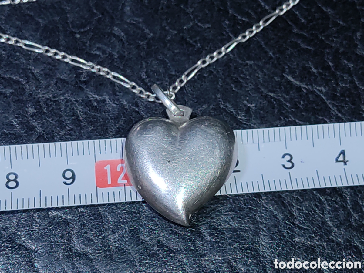 Joyeria: Colgante coraz&oacute;n y cadena de plata 925.Vintage. - Foto 2