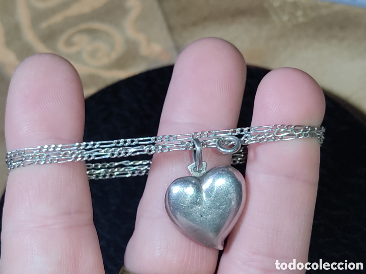 Joyeria: Colgante coraz&oacute;n y cadena de plata 925.Vintage. - Foto 6