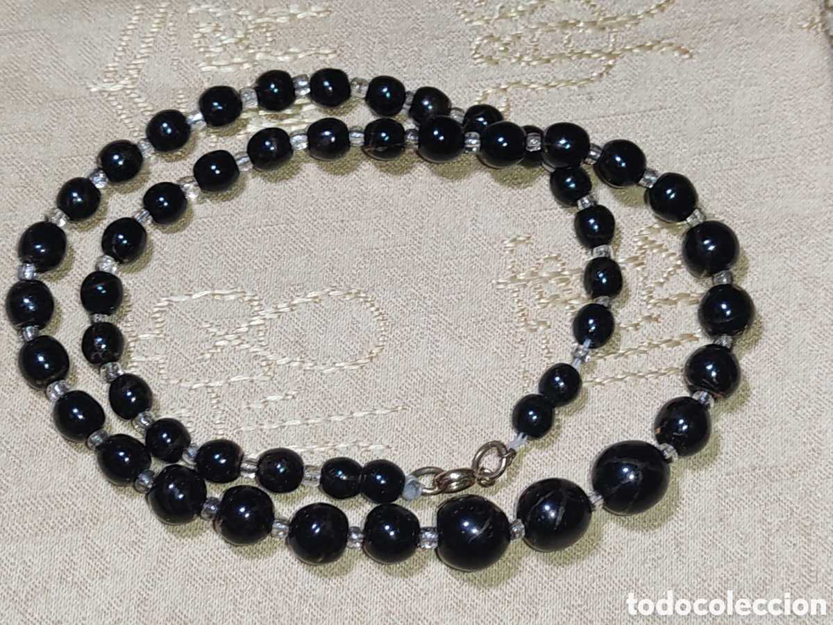 Joyeria: Antiguo collar de &oacute;nice negro descendente. - Foto 3