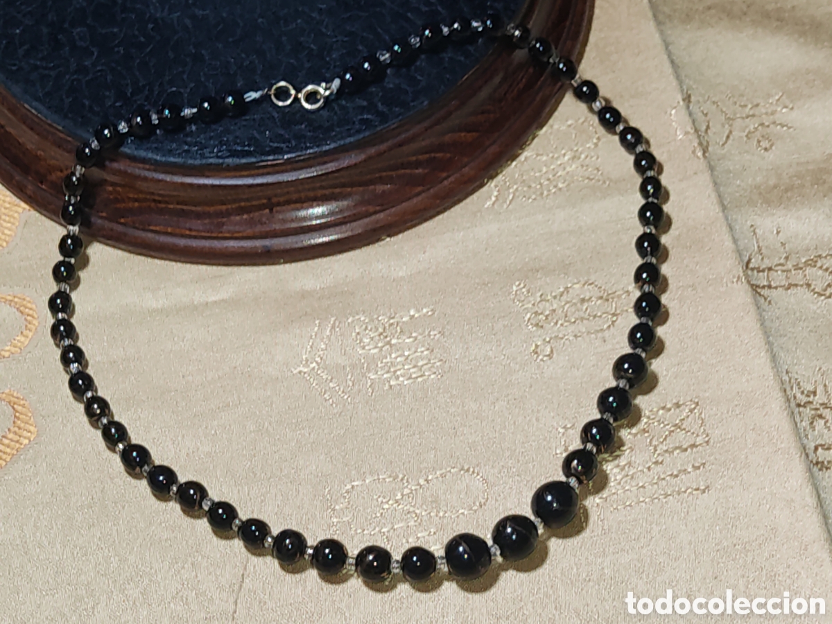 Joyeria: Antiguo collar de &oacute;nice negro descendente. - Foto 1