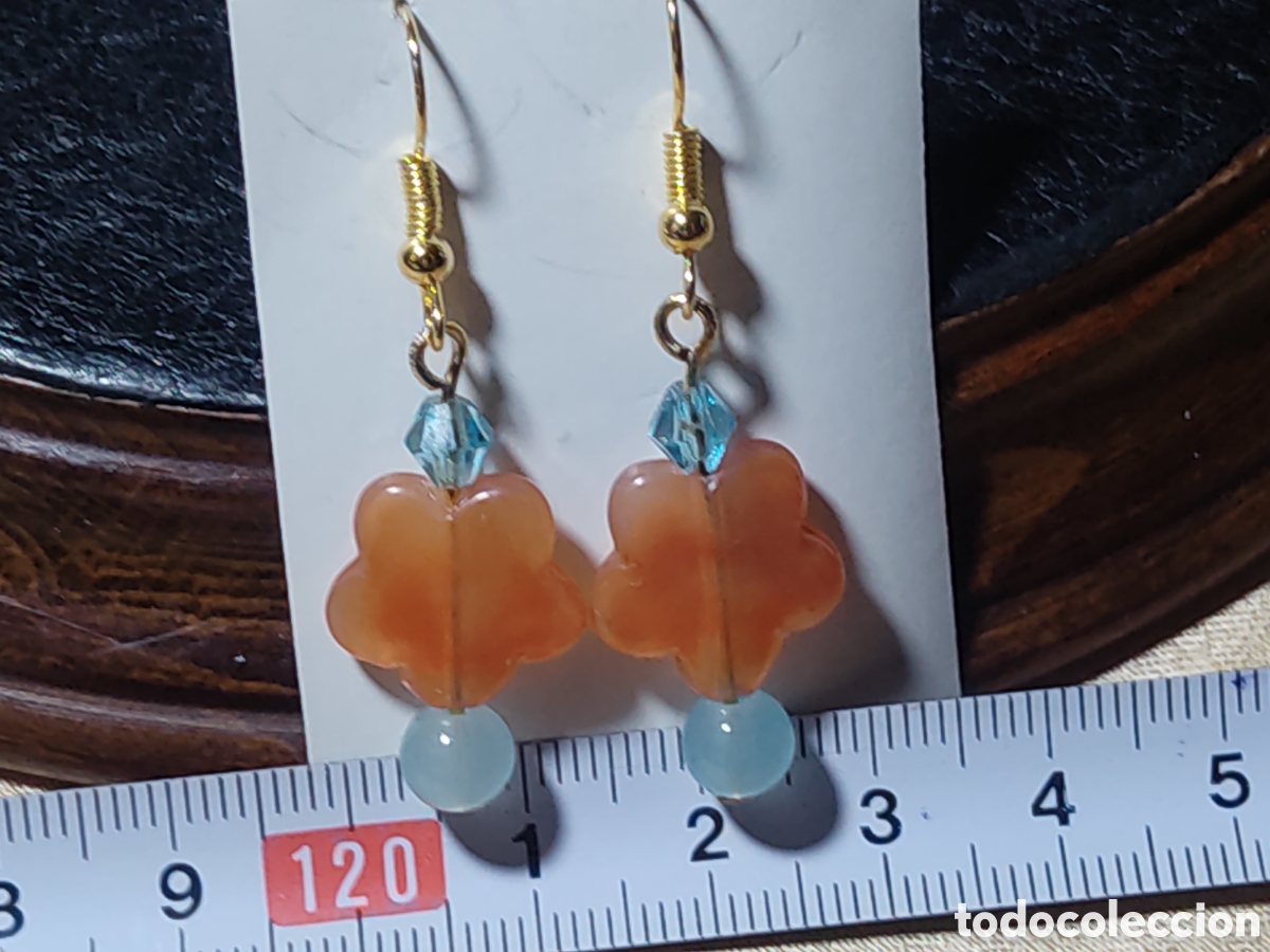 Joyeria: Pendientes flor de &aacute;gata y aguamarina. - Foto 2