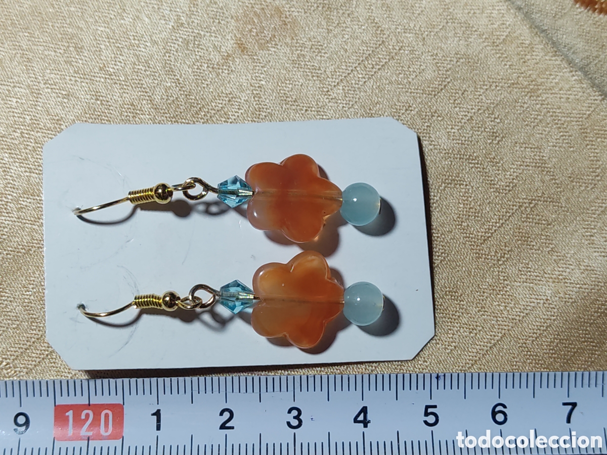 Joyeria: Pendientes flor de &aacute;gata y aguamarina. - Foto 3