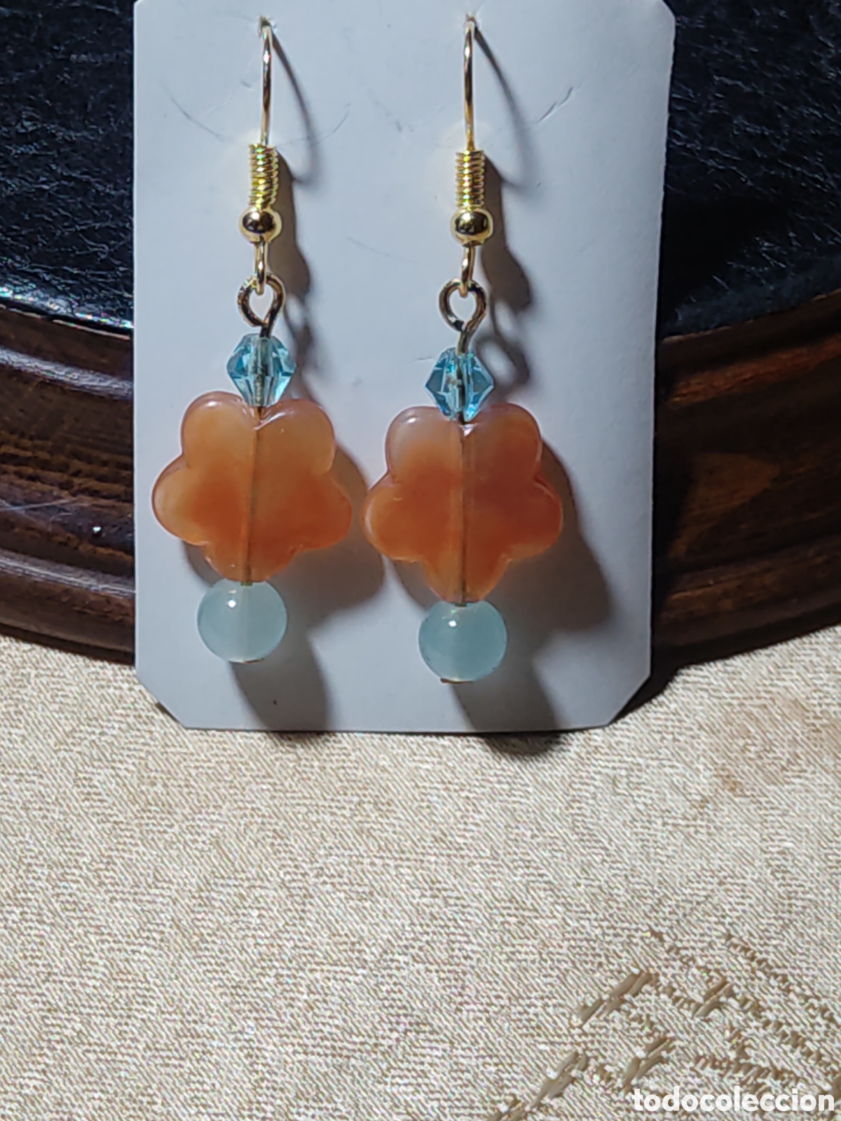 Joyeria: Pendientes flor de &aacute;gata y aguamarina. - Foto 1