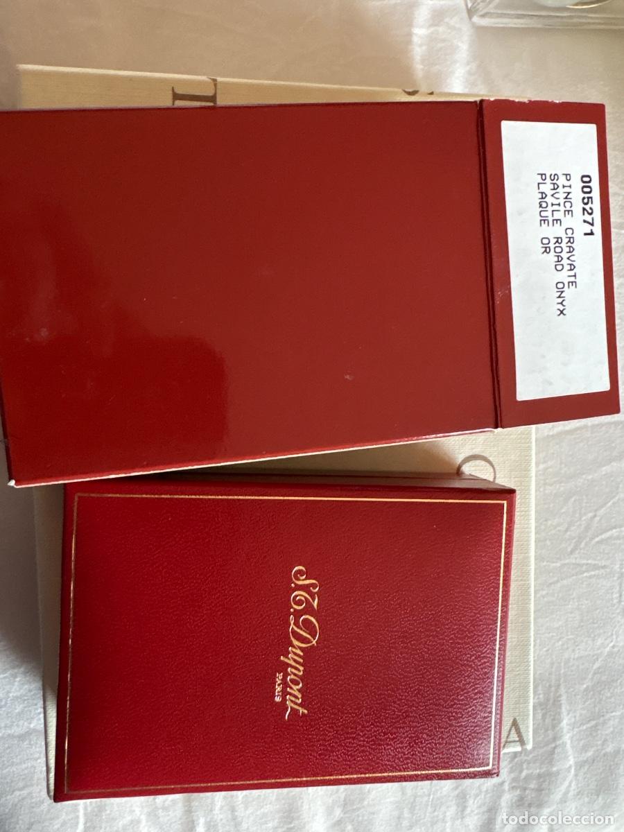 Joyeria: Pasador de corbata dupont ba&ntilde;ado en oro con piedras de Onyx