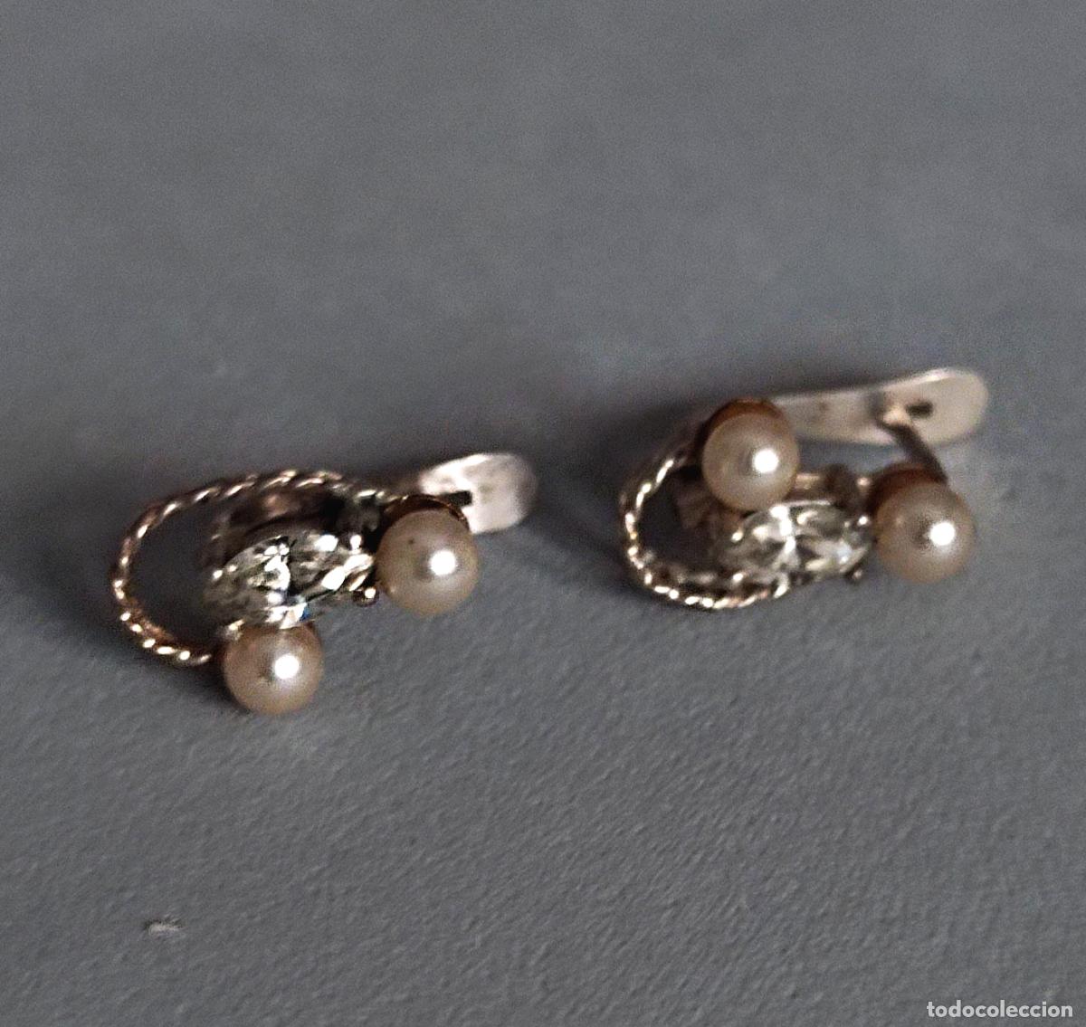 Joyeria: Pendientes plata con circonitas, cierre de pala catal&aacute;n - Foto 1