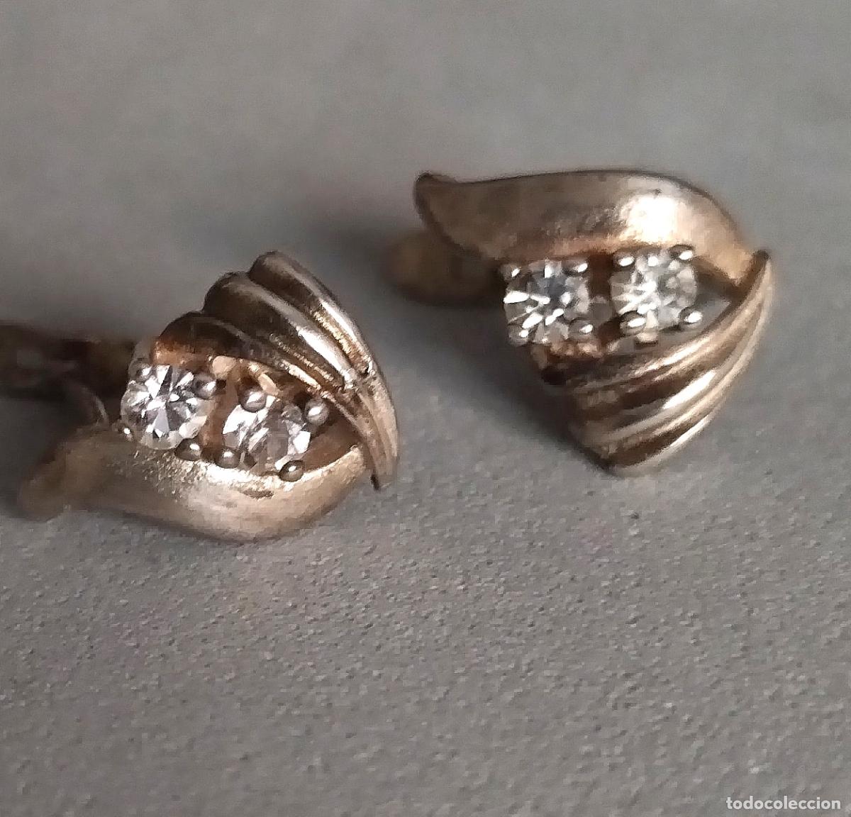 Joyeria: Pendientes plata con circonitas, cierre de pala catal&aacute;n - Foto 1