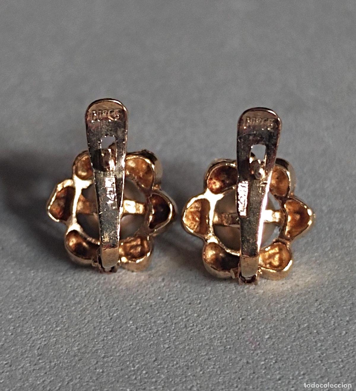 Joyeria: Pendientes de plata de ley con perla, ba&ntilde;o de oro, cierre de pala. - Foto 2