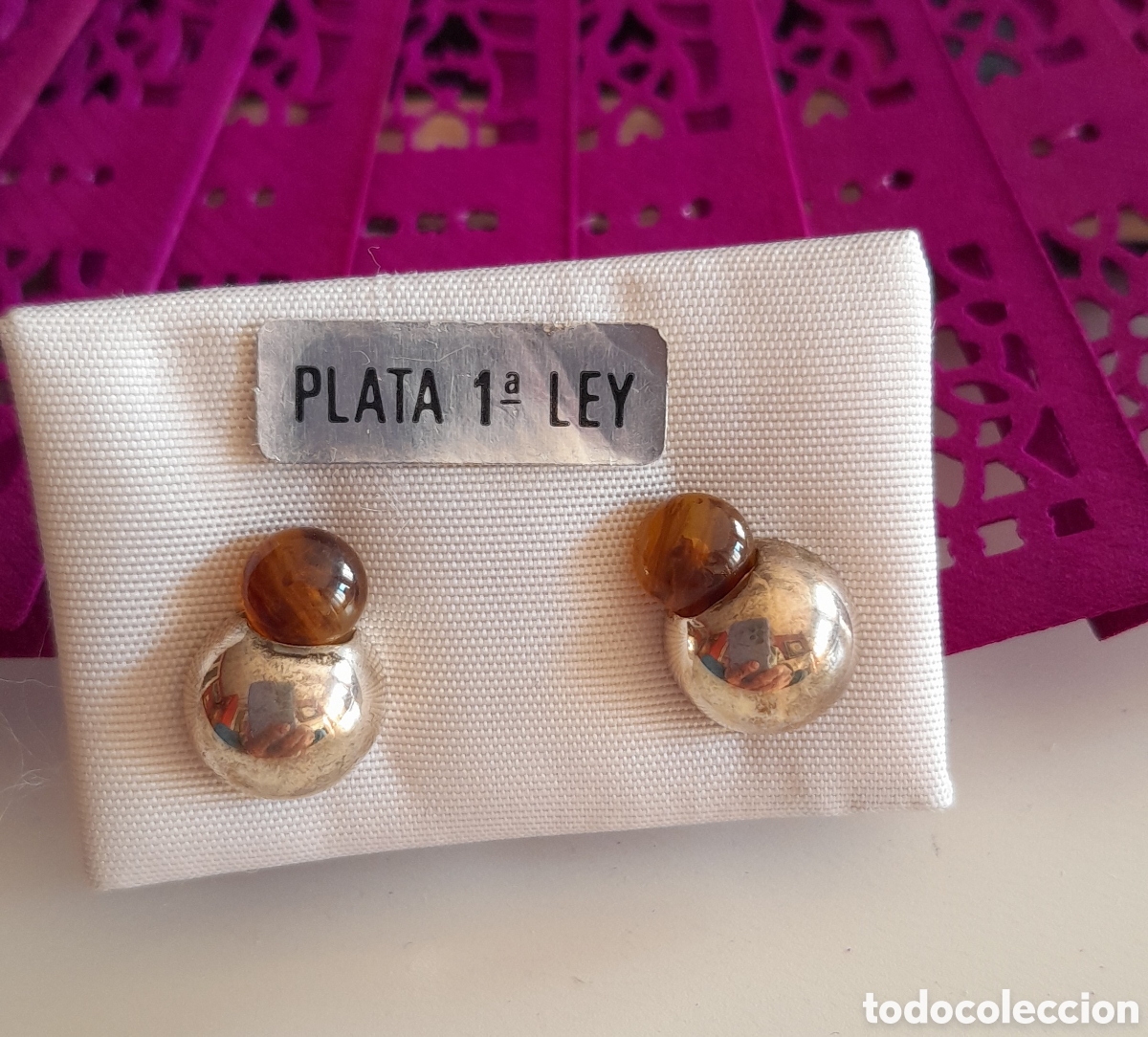 Joyeria: PENDIENTES DE PLATA DE LEY Y CONCHA. PRESION - Foto 1