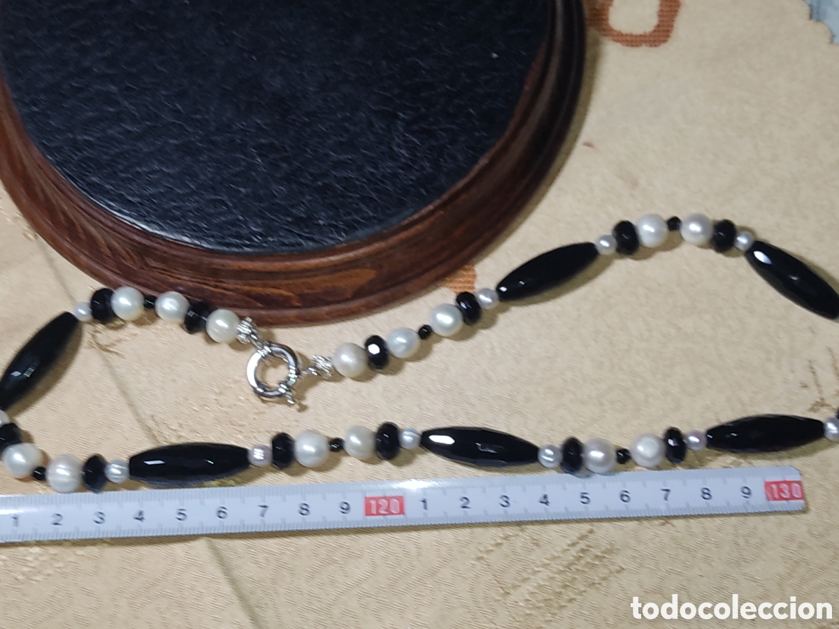 Joyeria: Collar de perlas cultivadas y &oacute;nice negro. - Foto 3