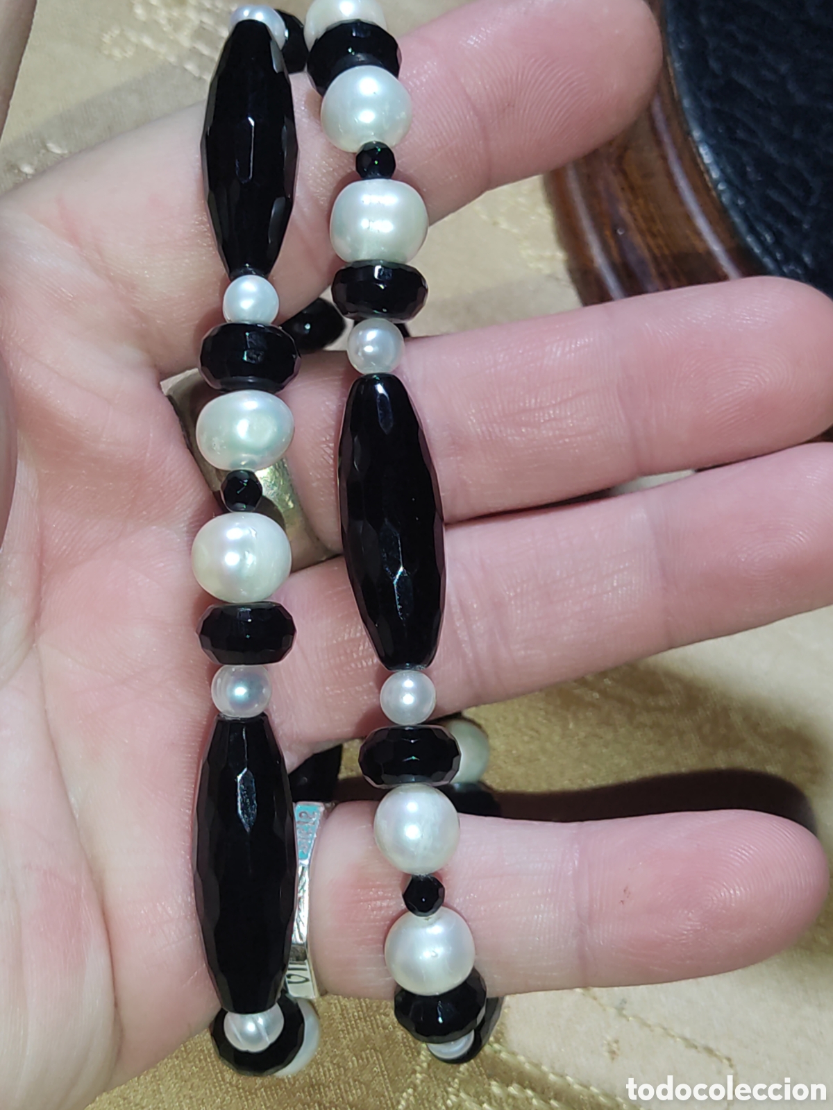 Joyeria: Collar de perlas cultivadas y &oacute;nice negro. - Foto 4