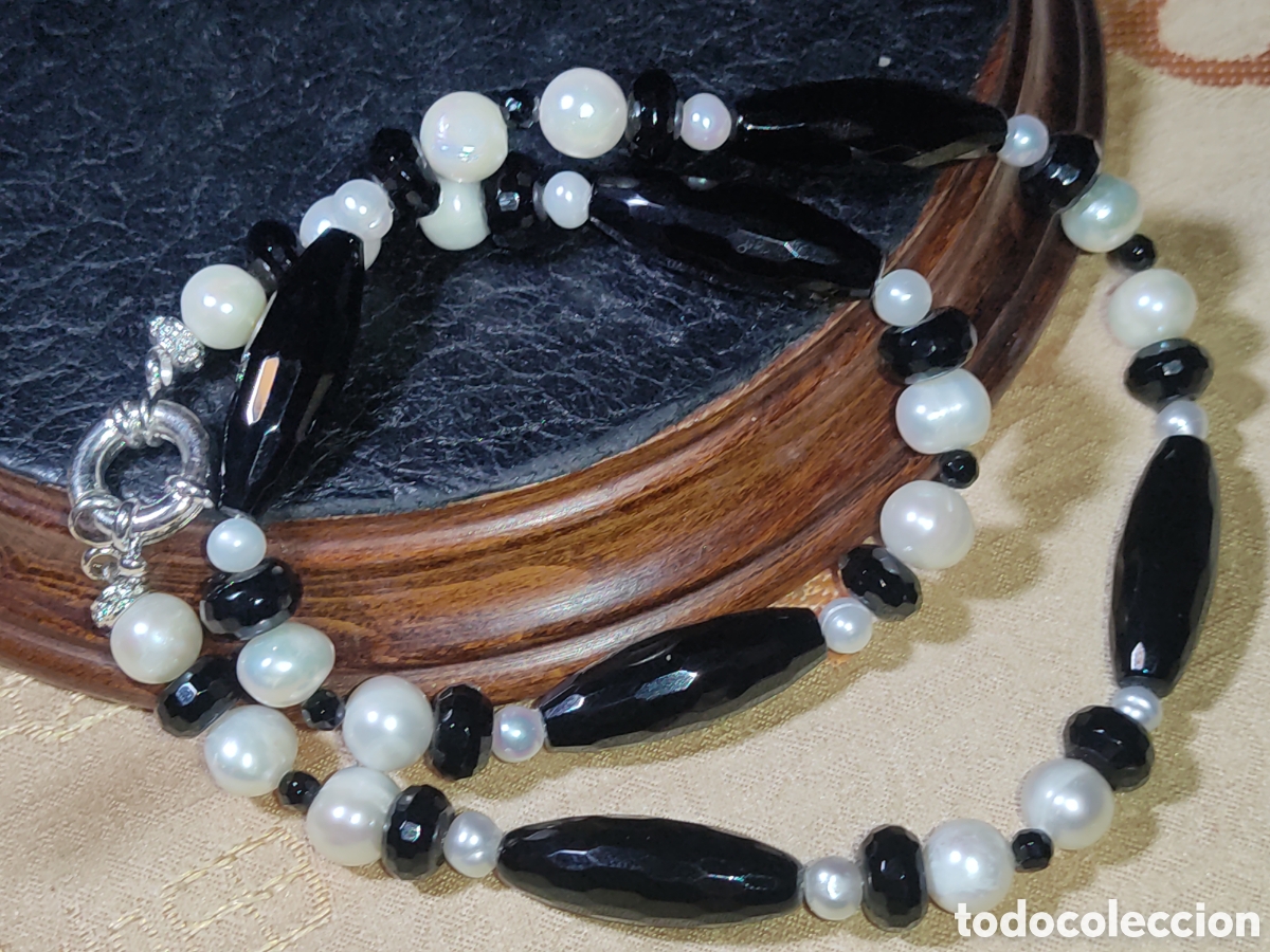 Joyeria: Collar de perlas cultivadas y &oacute;nice negro. - Foto 5