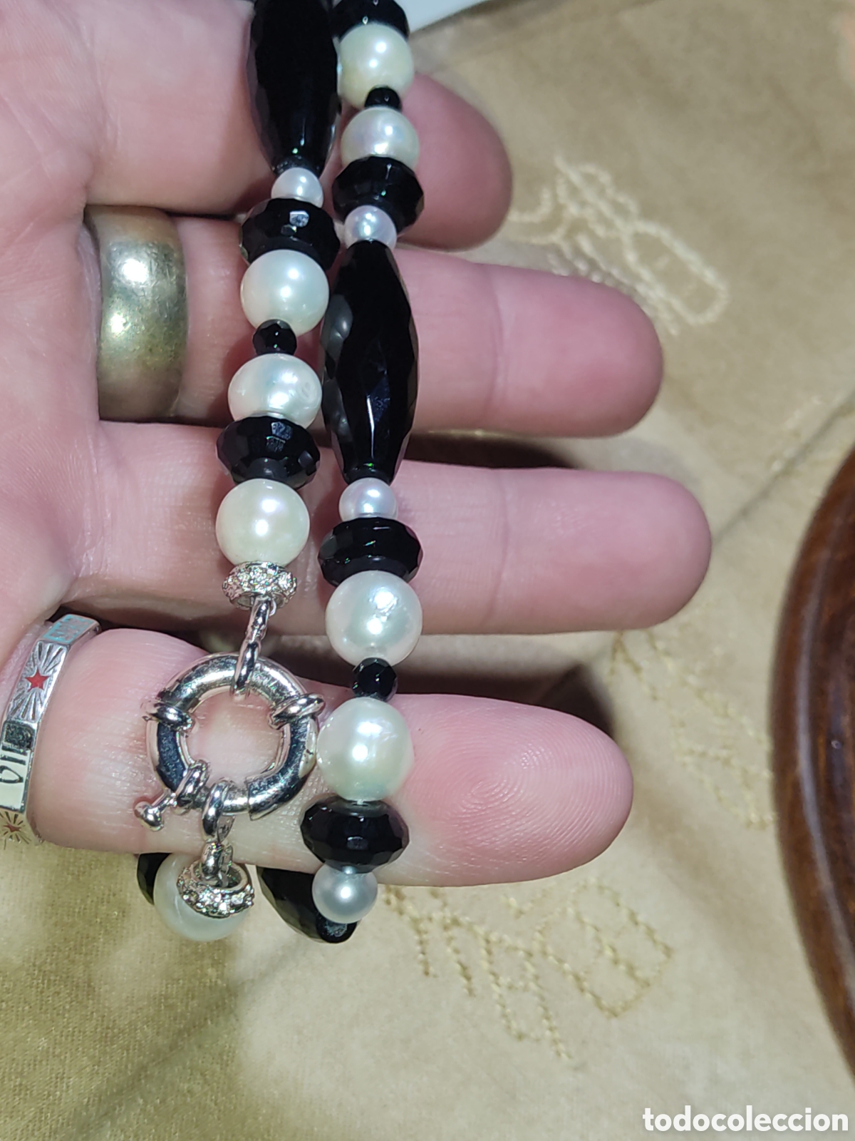 Joyeria: Collar de perlas cultivadas y &oacute;nice negro. - Foto 7