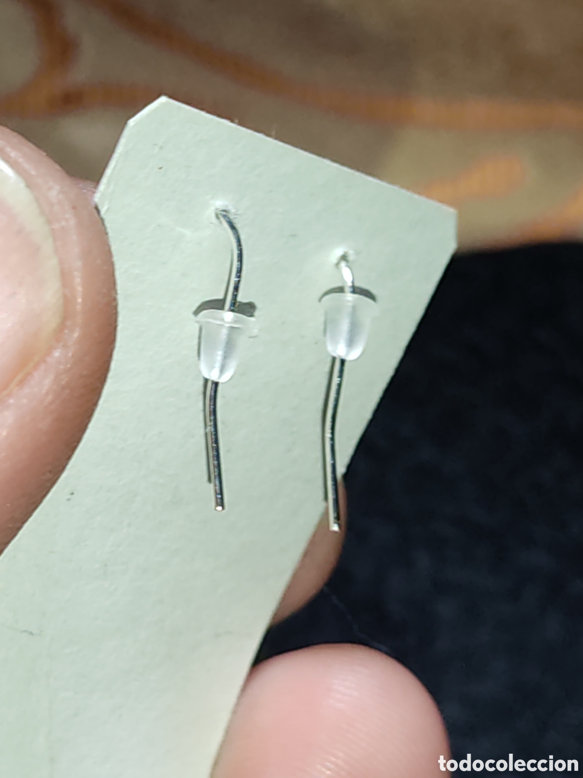 Joyeria: Pendientes de barriles de opalina azul turquesa y cristal.Vintage - Foto 4