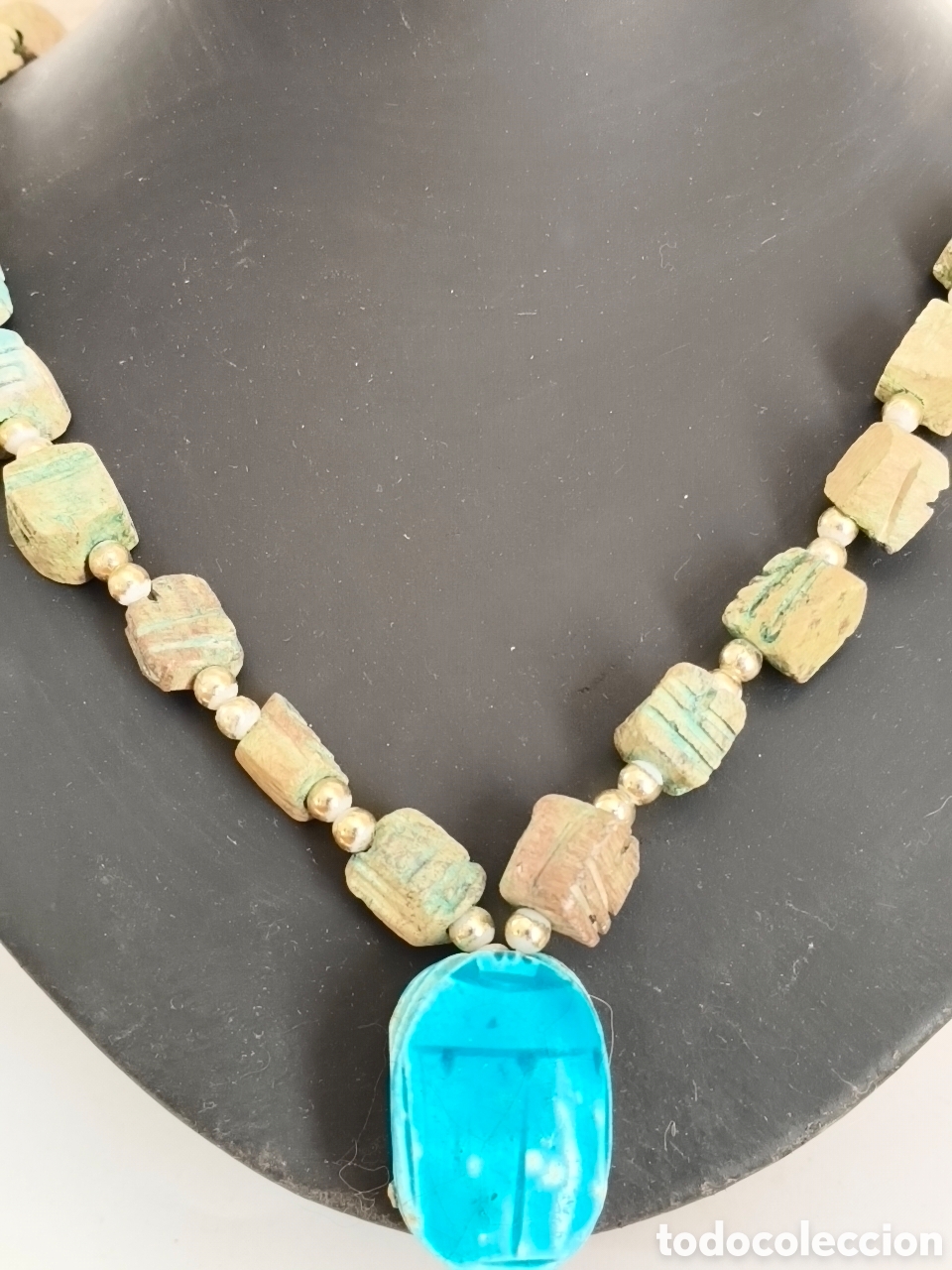 Joyeria: Collar estilo egipcio con piedras s&iacute;mil escarabajos - Foto 2