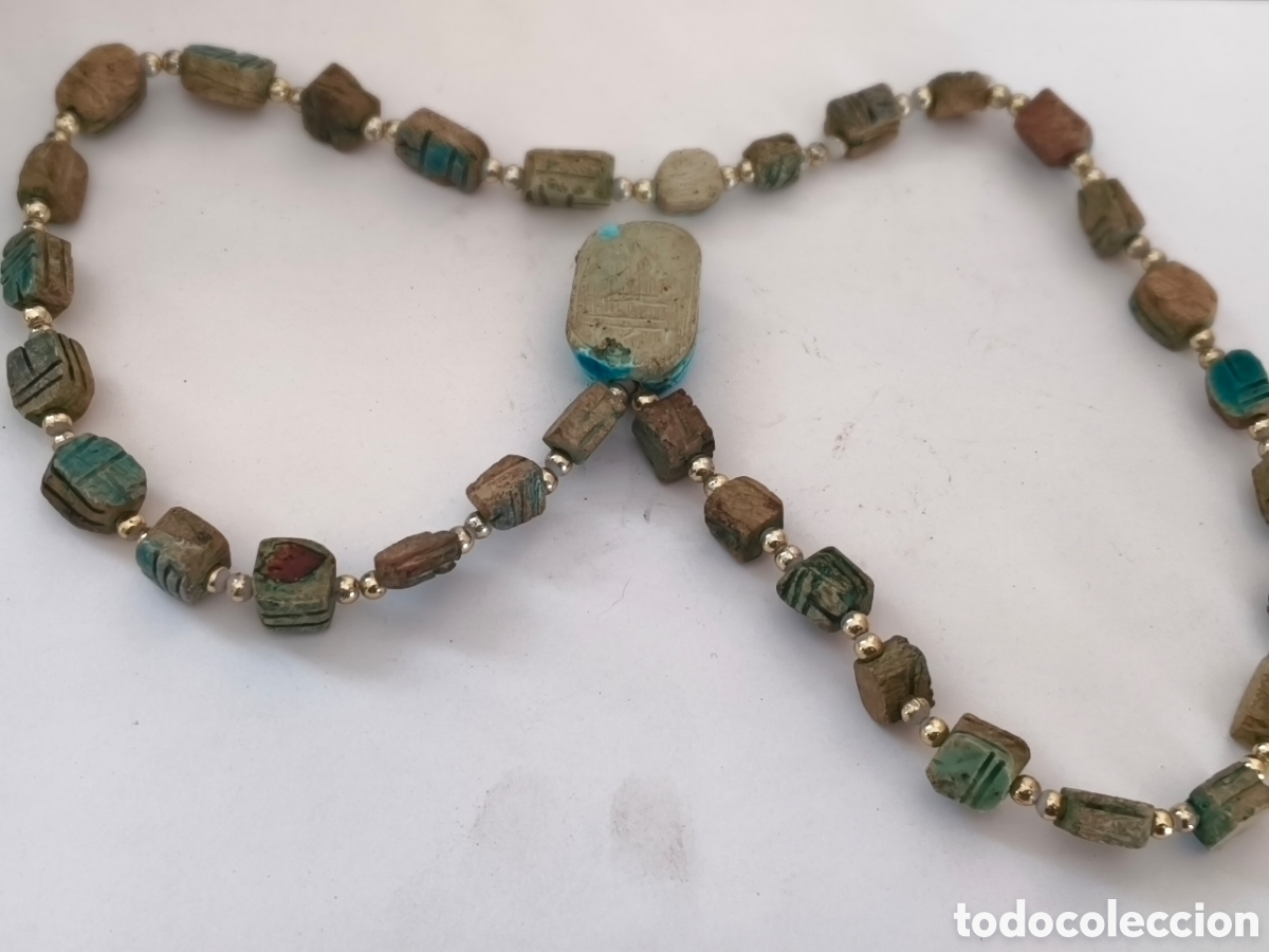 Joyeria: Collar estilo egipcio con piedras s&iacute;mil escarabajos - Foto 3