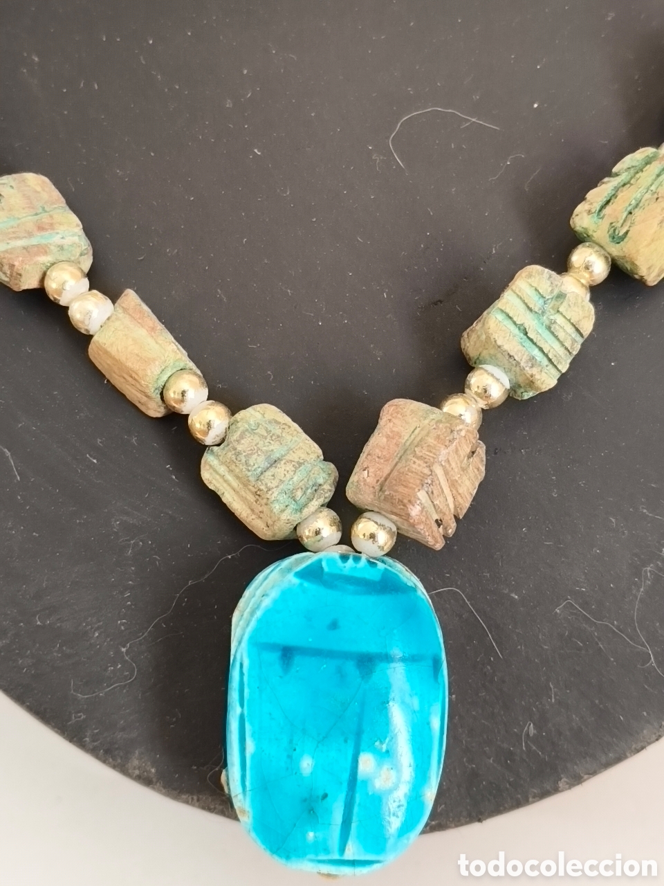 Joyeria: Collar estilo egipcio con piedras s&iacute;mil escarabajos - Foto 5
