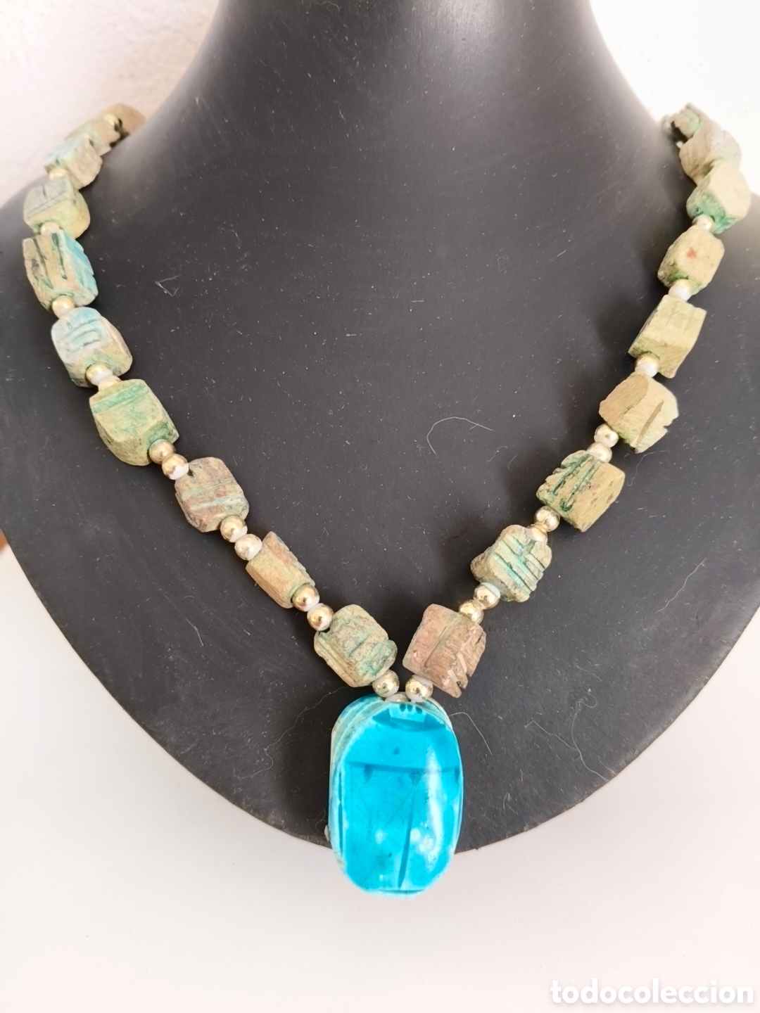 Joyeria: Collar estilo egipcio con piedras s&iacute;mil escarabajos - Foto 1